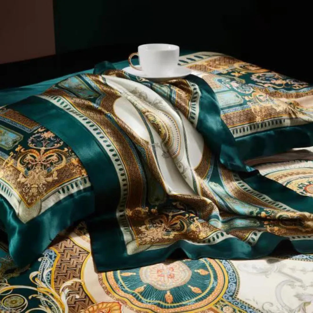16 Momme 100% Mulberry Silk ‘Emerald Enchantment’ Flat Sheet