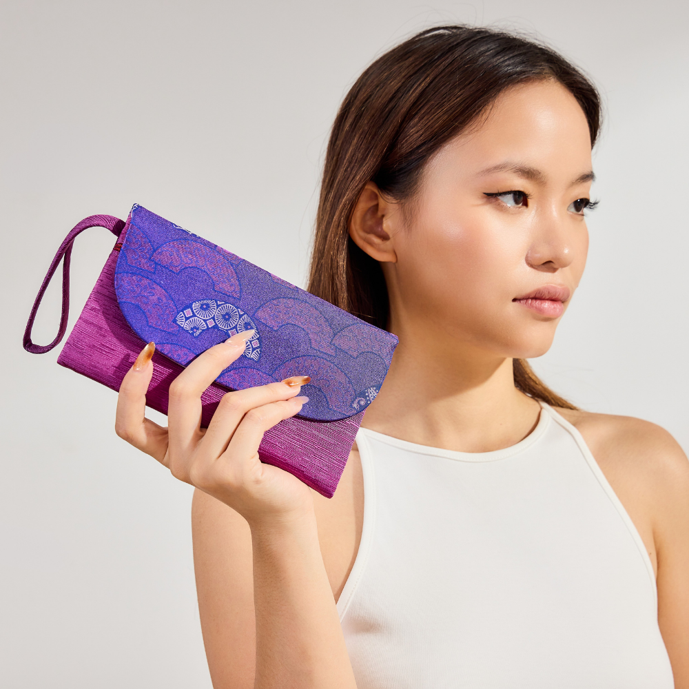 Harmony Purple Silk Song Brocade Clutch