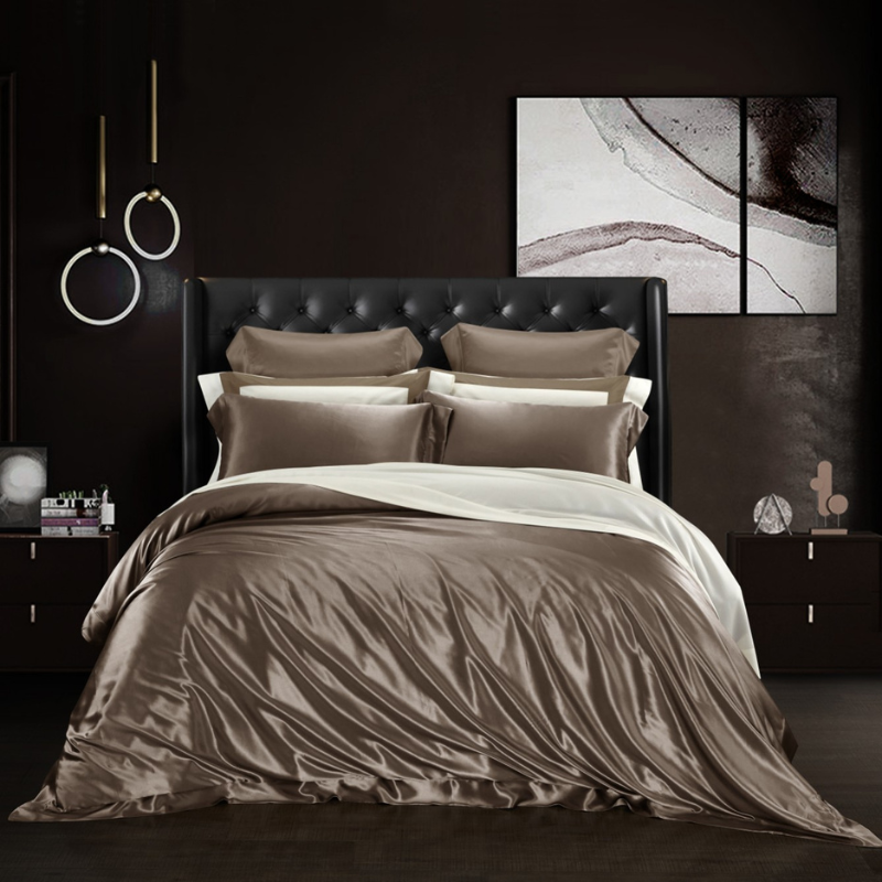 19 Momme 100% Mulberry Silk Brown Bedding Set