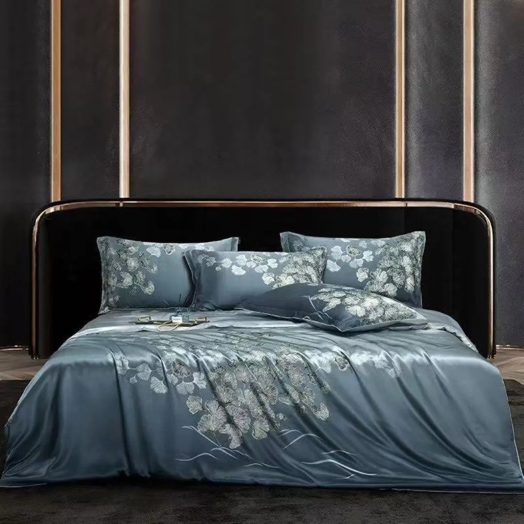 16 Momme 100% Mulberry Silk ‘Ginkgo Elegance’ Flat Sheet