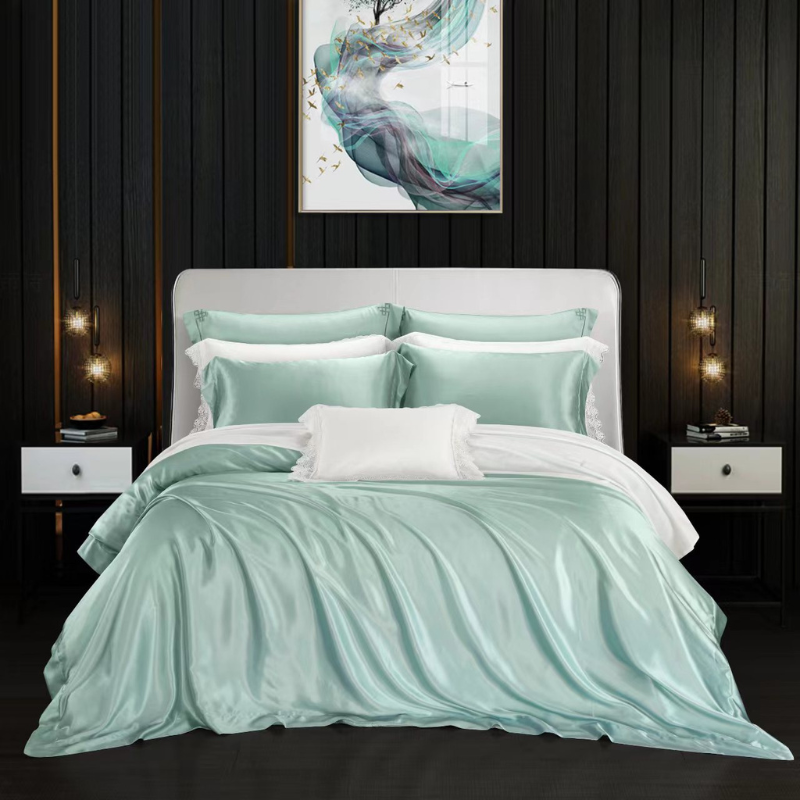 19 Momme 100% Mulberry Silk Mint Green Bedding Set