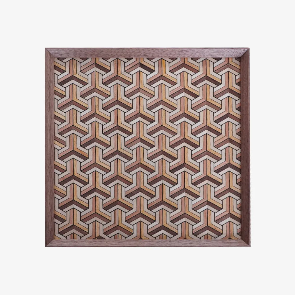 Lock Armor Pattern Square Tray North American Black Walnut