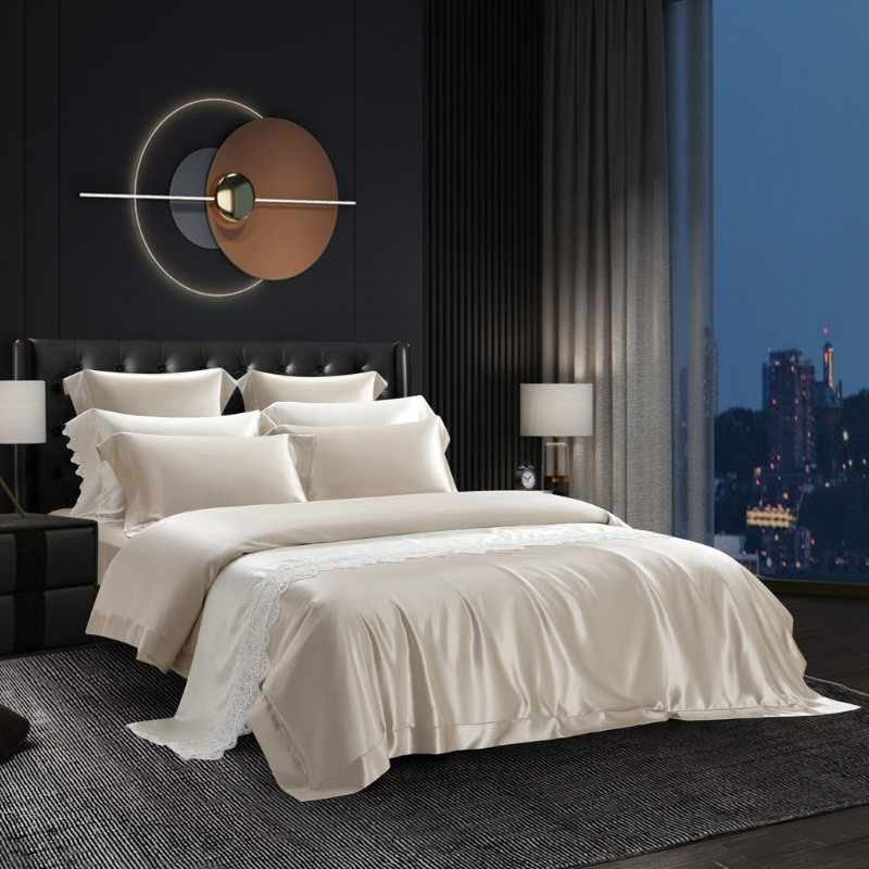 19 Momme 100% Mulberry Silk Beige Bedding Set