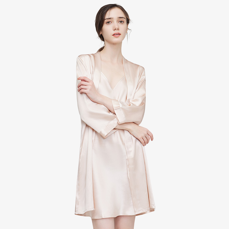 19 Momme 100% Mulberry Silk Nightdress & Robe Set