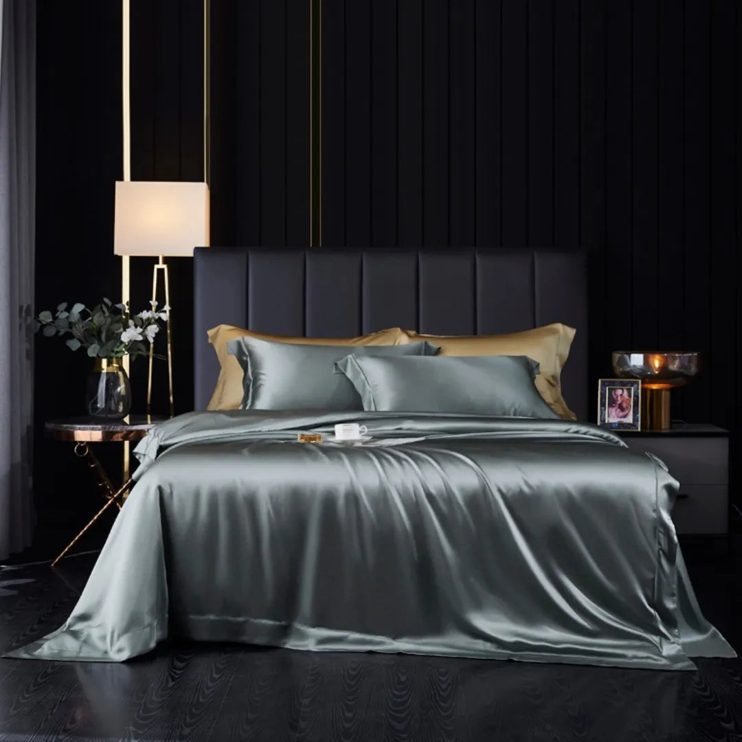 19 Momme 100% Mulberry Silk ‘Matcha Green’ Flat Sheet