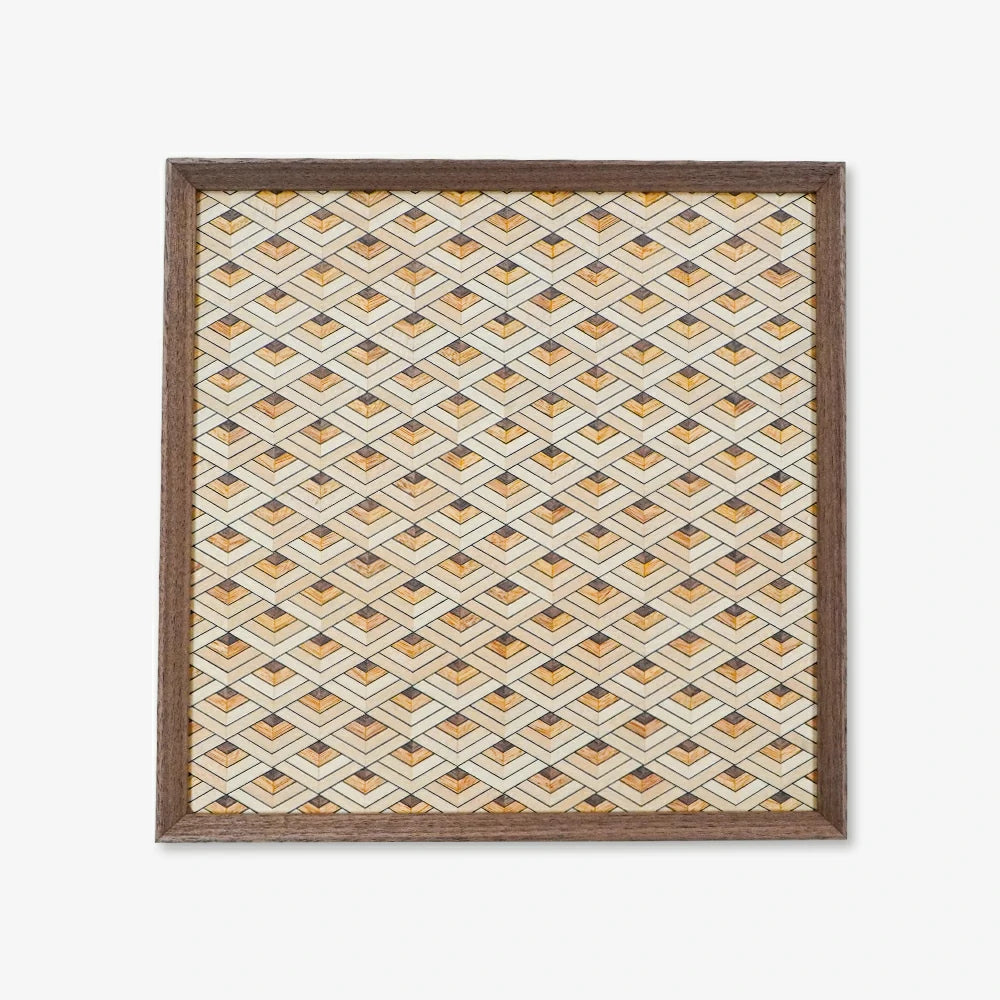 Black Walnut Wood Inlay Tray with Water Ripple Pattern