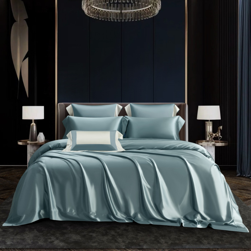 19 Momme 100% Mulberry Silk Blue Bedding Set