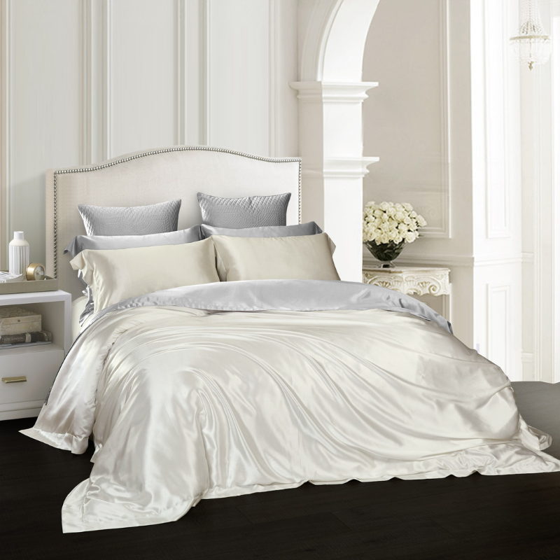 19 Momme 100% Mulberry Silk White Bedding Set