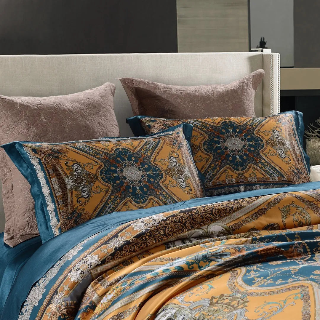 16 Momme 100% Mulberry Silk ‘Louvre Mystique’ Duvet Cover