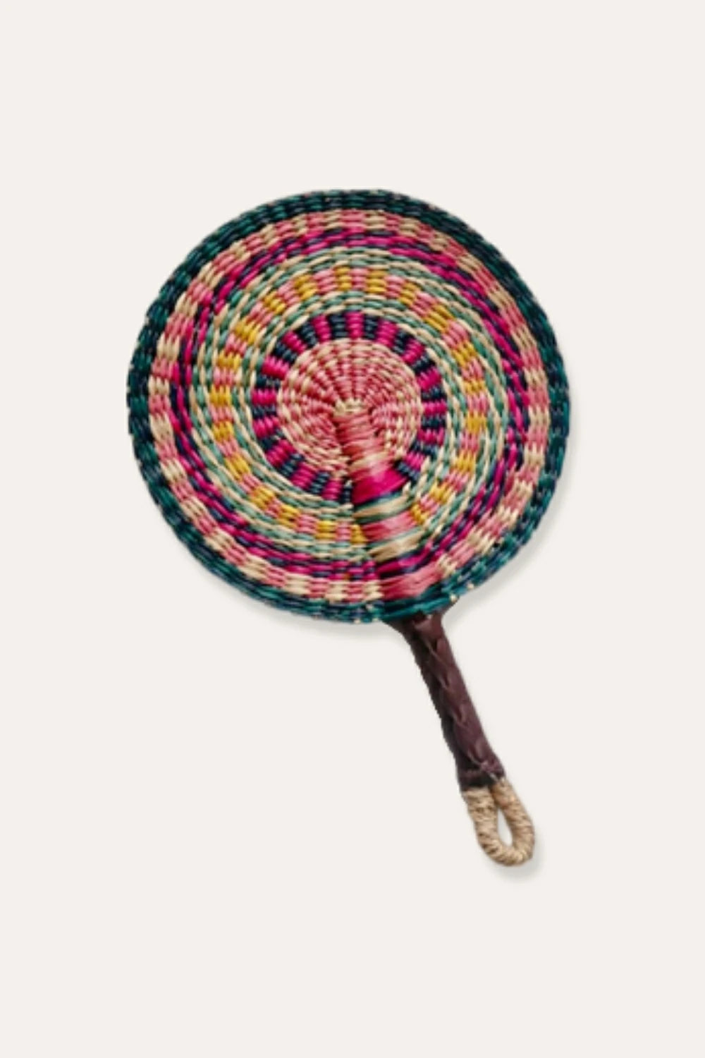 Retro Handwoven Sea Grass Round Hand Fan Colorful Wall Decor Gift