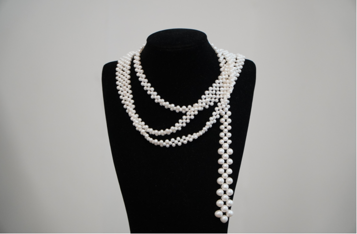 Long Woven Freshwater Pearl Necklace