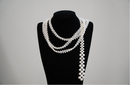 Long Woven Freshwater Pearl Necklace