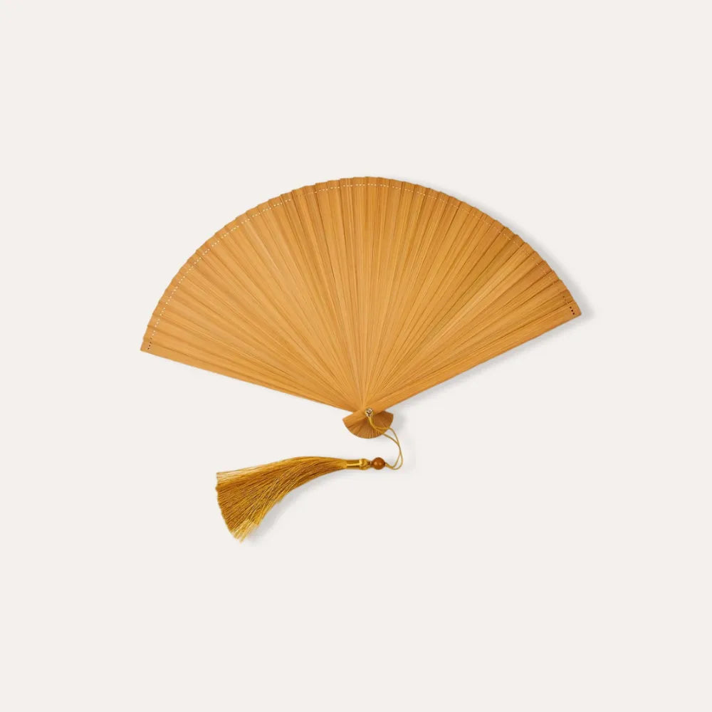 Elegant Bamboo Rib Fabric Fan with Tassel for Gifts