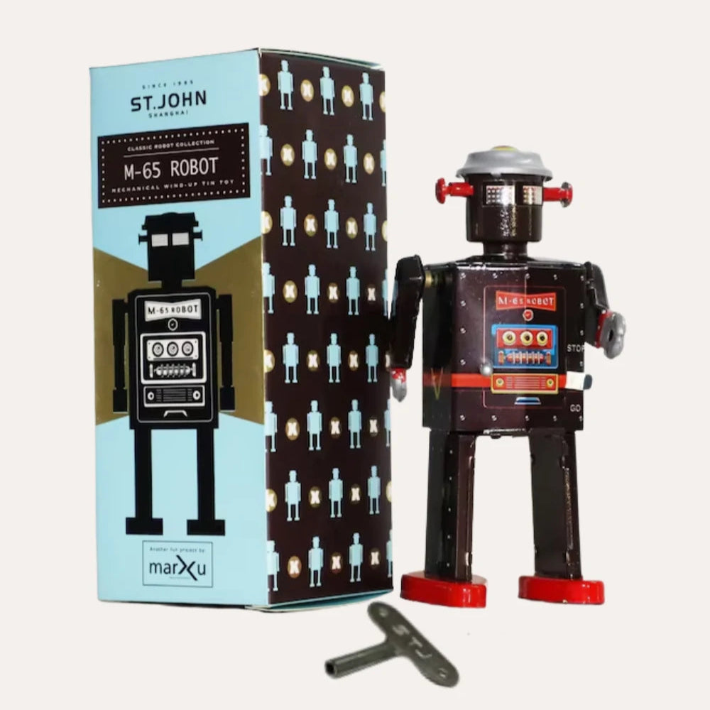 Vintage Collectible M-65 Robot Tin Wind Up Toy Perfect Gift for Holiday Season