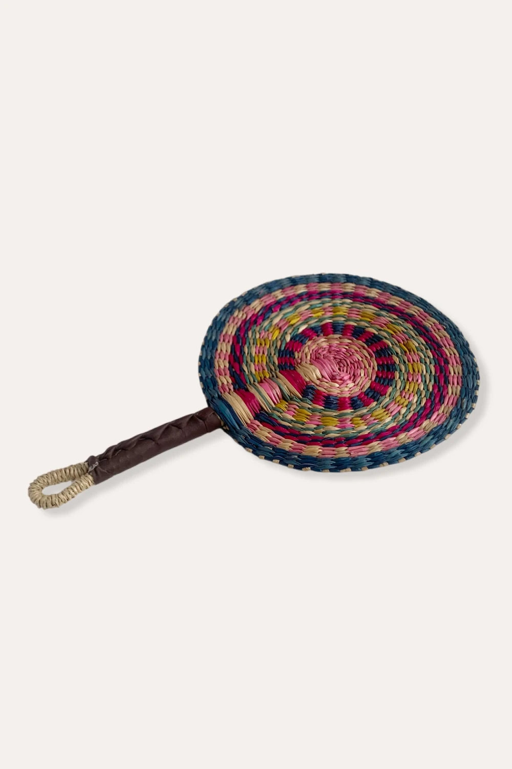 Retro Handwoven Sea Grass Round Hand Fan Colorful Wall Decor Gift
