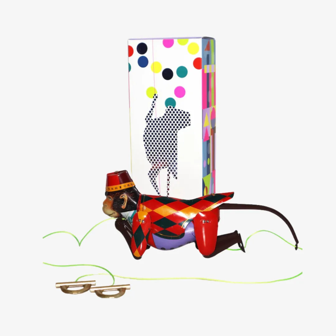 Vintage Tin Wind Up Climbing Monkey Retro Collectible Toy Gift Idea