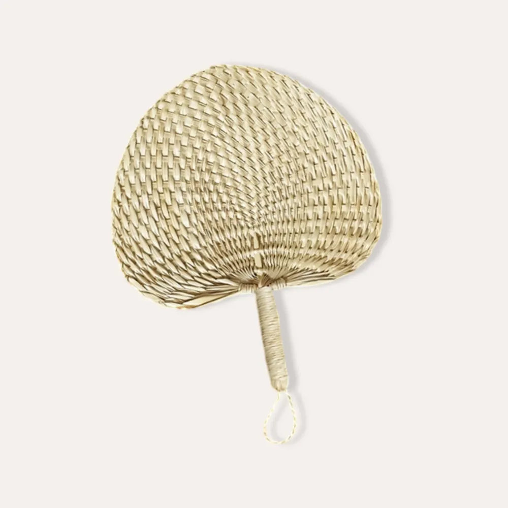 Natural Bamboo Raffia Hand Fans for Summer Cooling and Wedding Party Favors