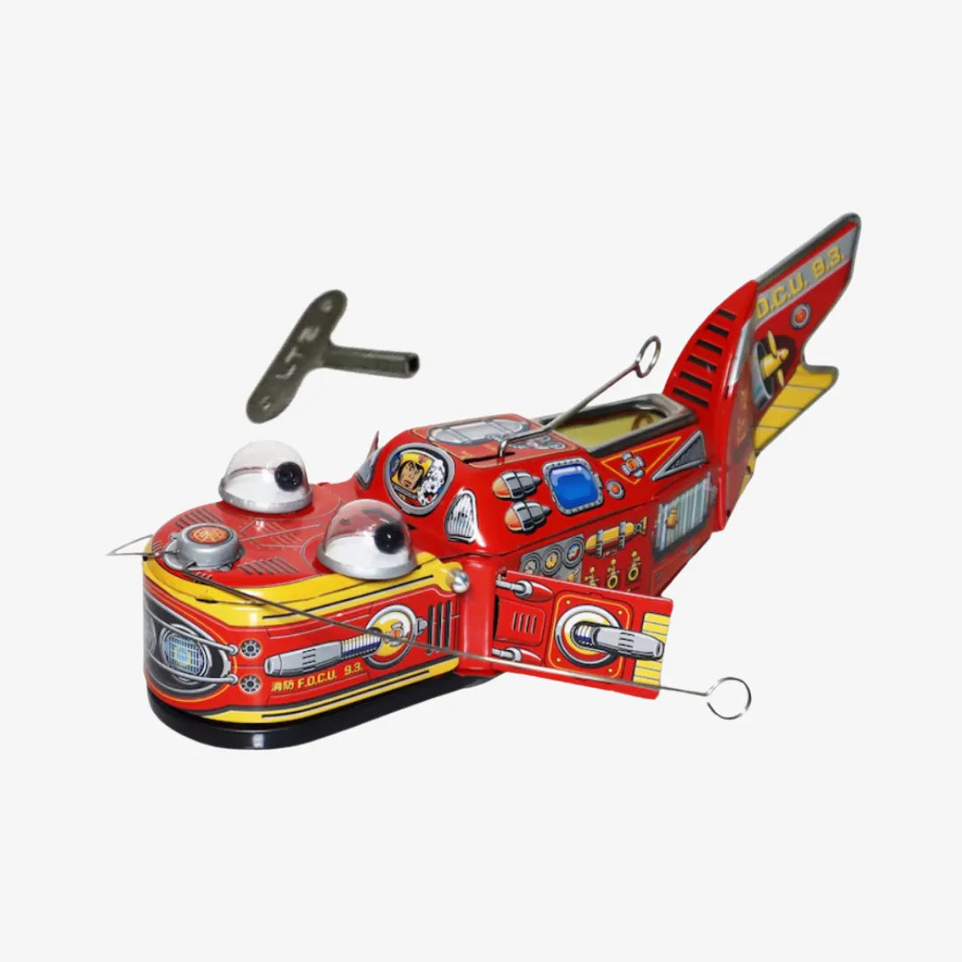 Retro Style Space Whale Red Tin Wind Up Toy Collectible Ideal Holiday Present