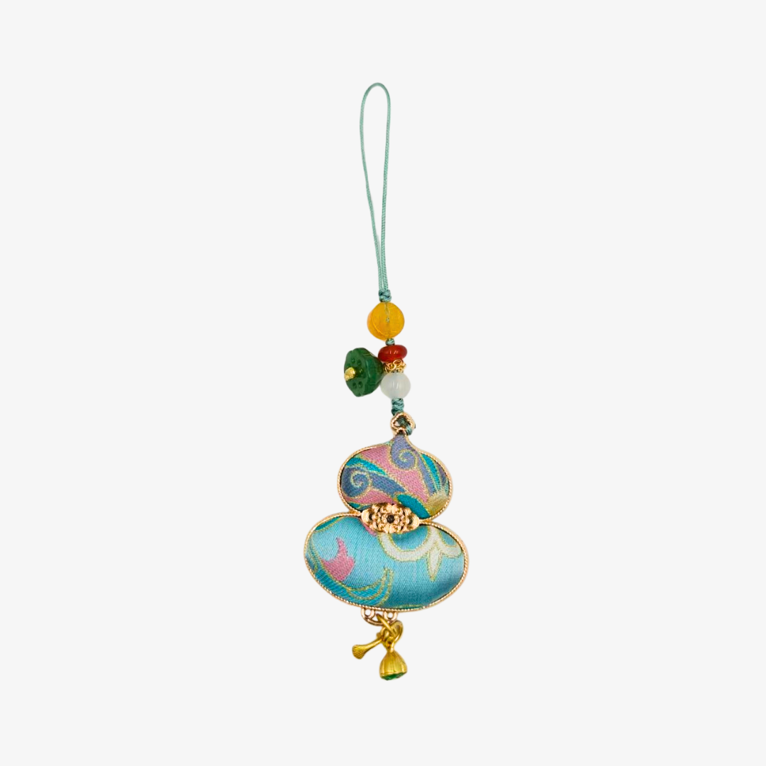 Song Brocade Gourd Charm Blue Pink Mulberry Silk Pendant