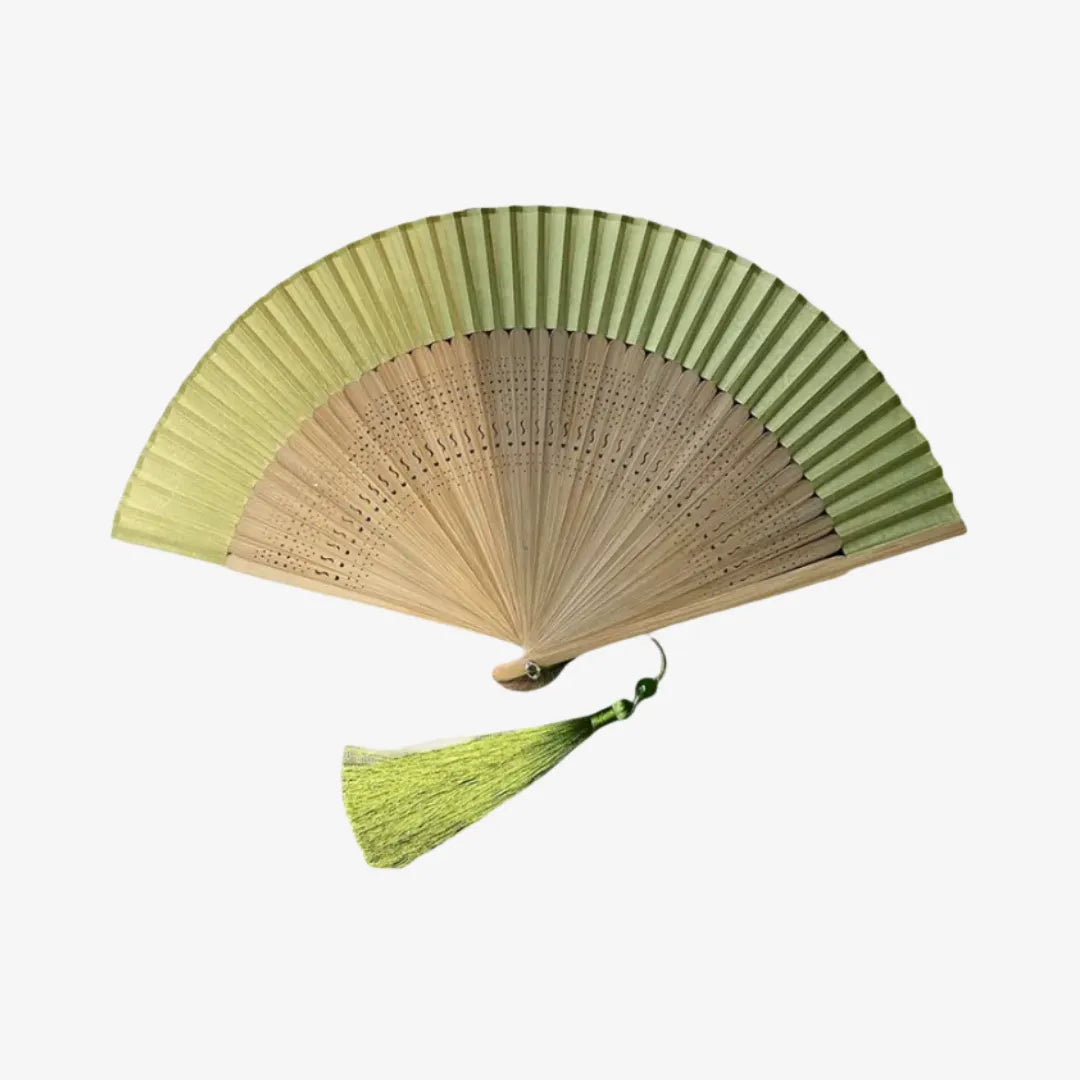 Hand Fan Hollow Carved Chinese Bamboo Cloth Folding Fan