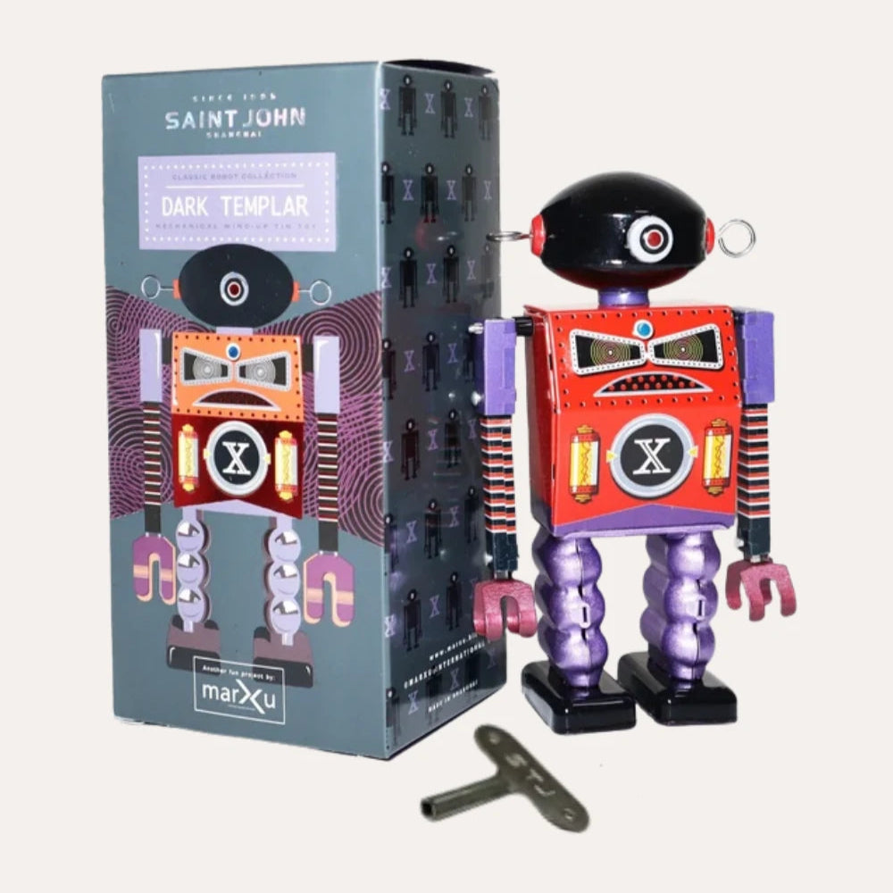 Vintage Dark Templar Robot Tin Wind Up Toy Retro Collectible Holiday Gift