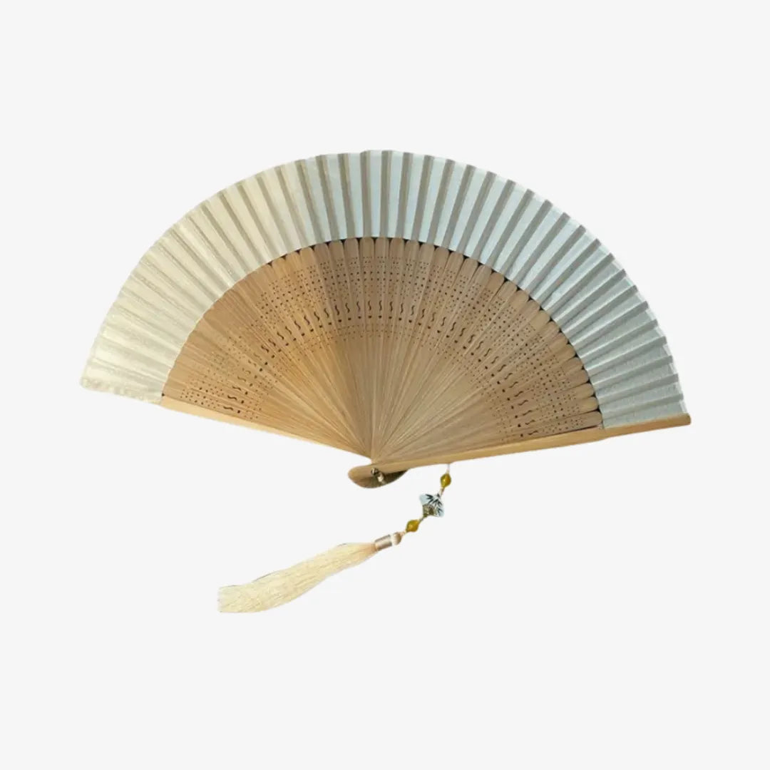 Hand Fan Hollow Carved Chinese Bamboo Cloth Folding Fan