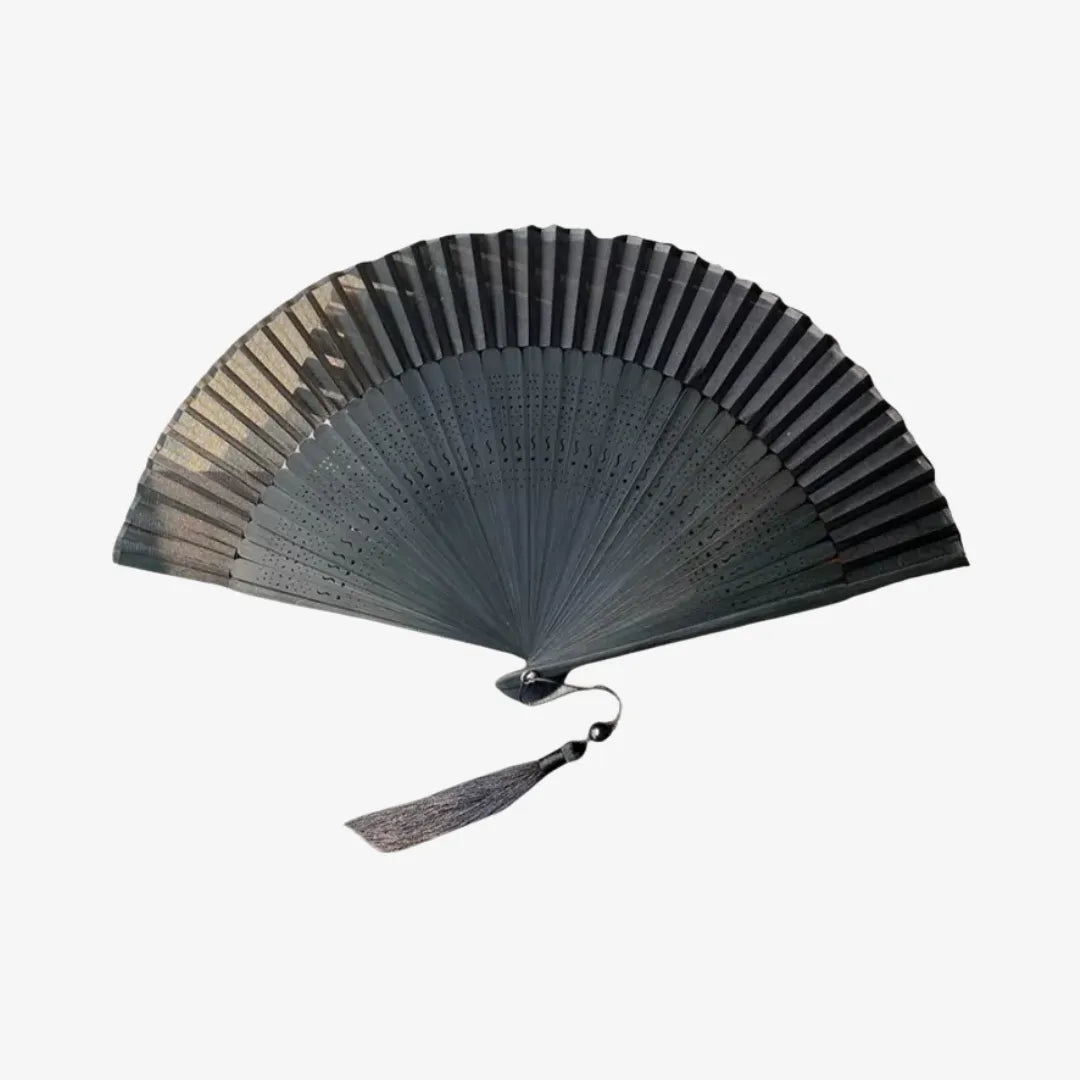 Hand Fan Hollow Carved Chinese Bamboo Cloth Folding Fan