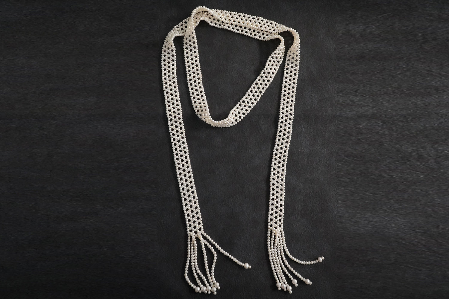 Woven Freshwater Pearl Scarf Necklace