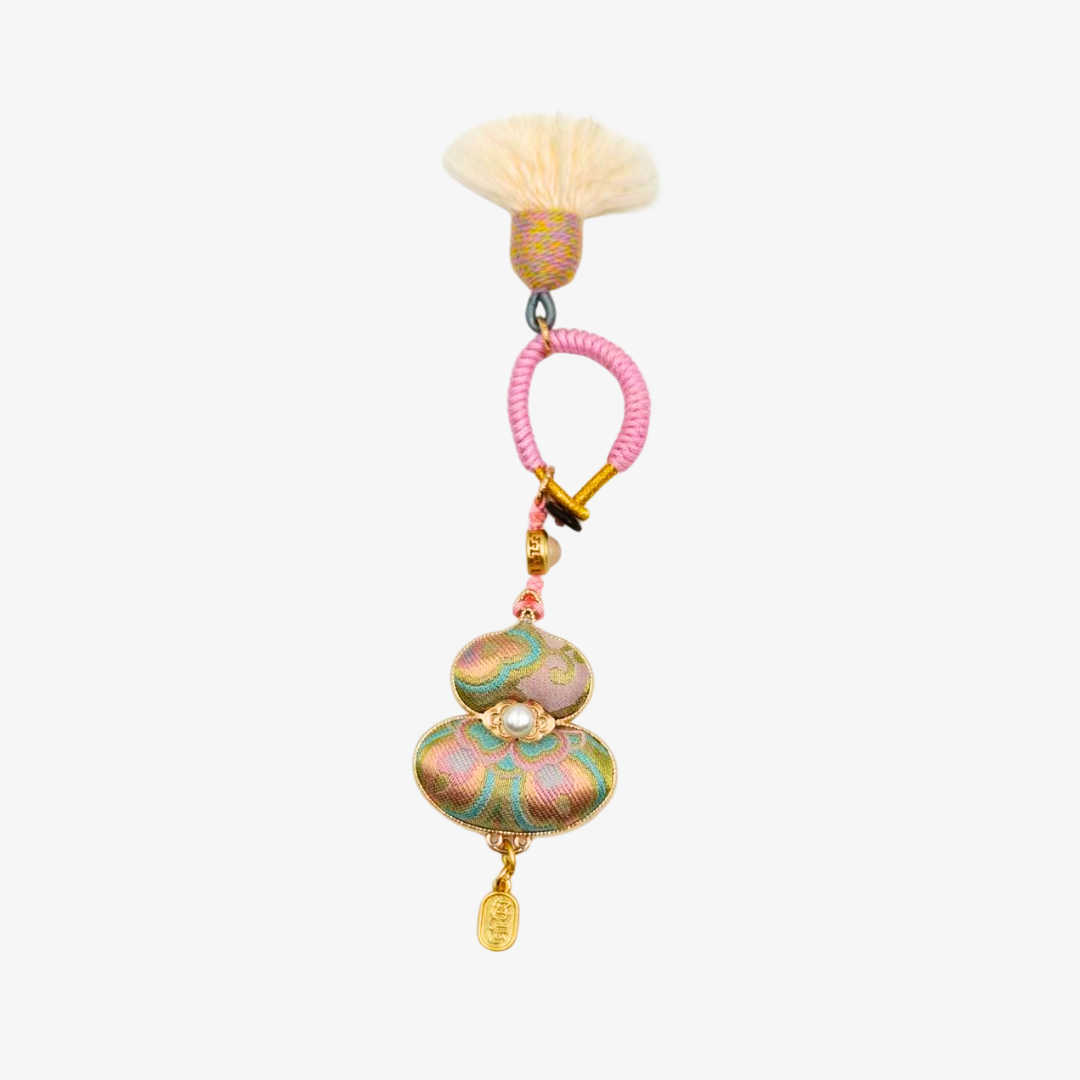 Song Brocade Gourd Charm Tassel Green Pink Mulberry Silk Pendant
