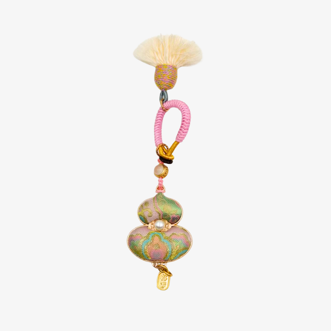 Song Brocade Gourd Charm Tassel Green Pink Mulberry Silk Pendant