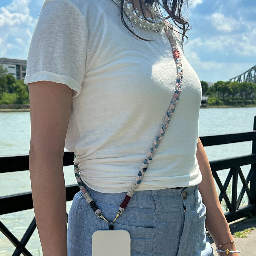 Eco-Friendly Handmade Pink Plant-Dyed Phone Lanyard
