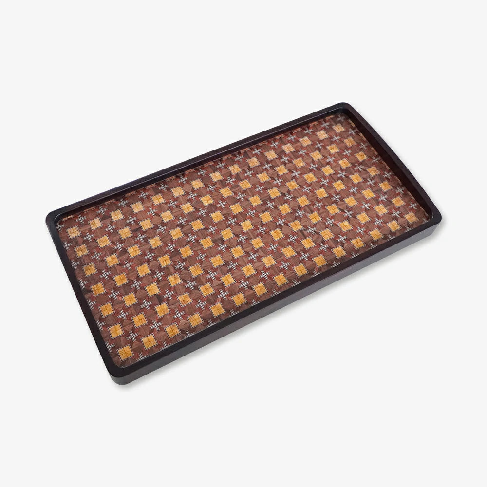 Octagonal Star Pattern Decorative Wood Inlay Tray