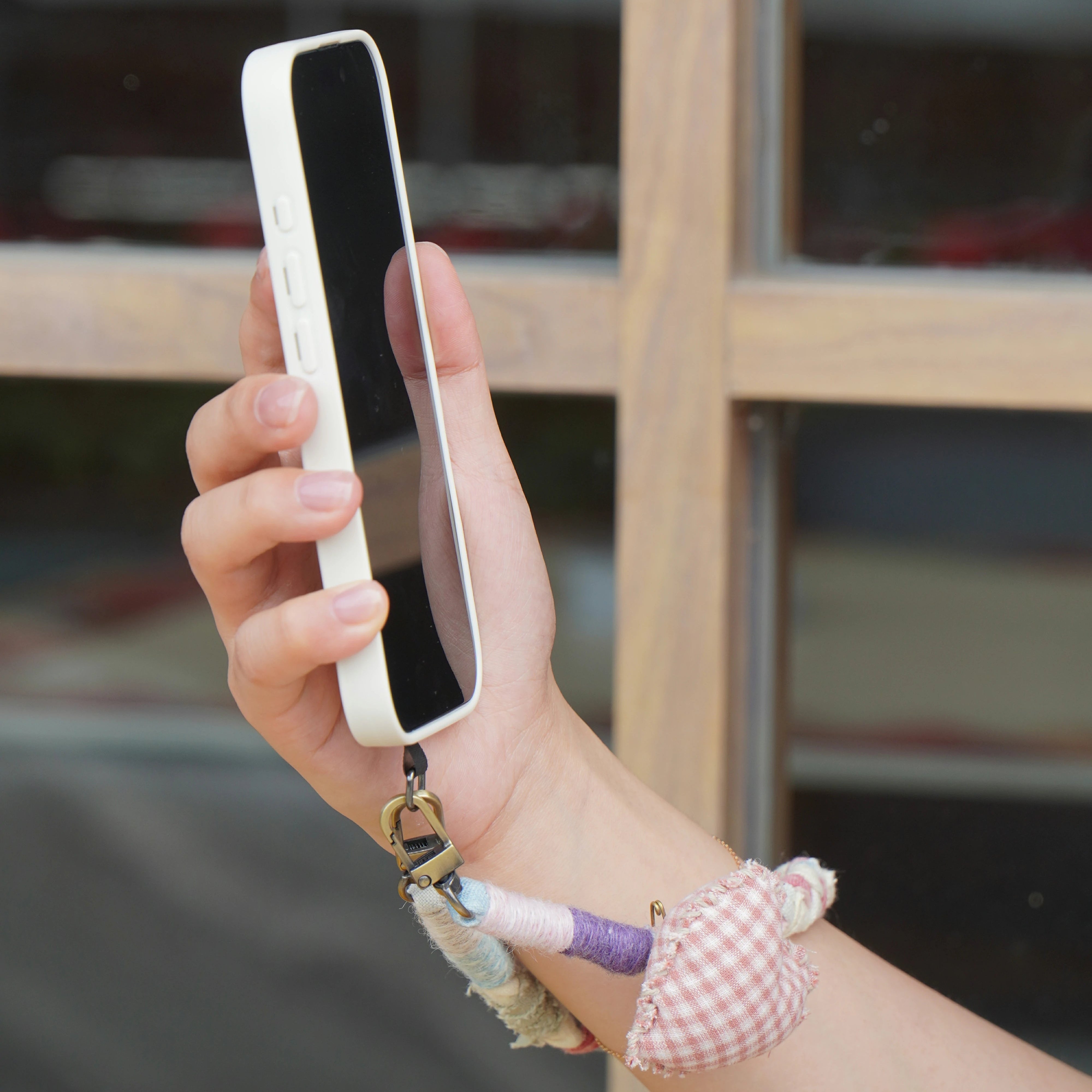 Handmade Gingham Heart Summer Short Phone Strap