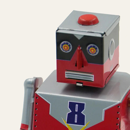 Vintage Red Tin Wind-Up Robot Collectible Adult Creative Gift