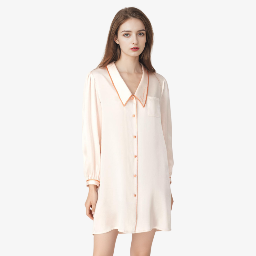 16 Momme 100% Mulberry Silk Peter Pan Collar Nightgown