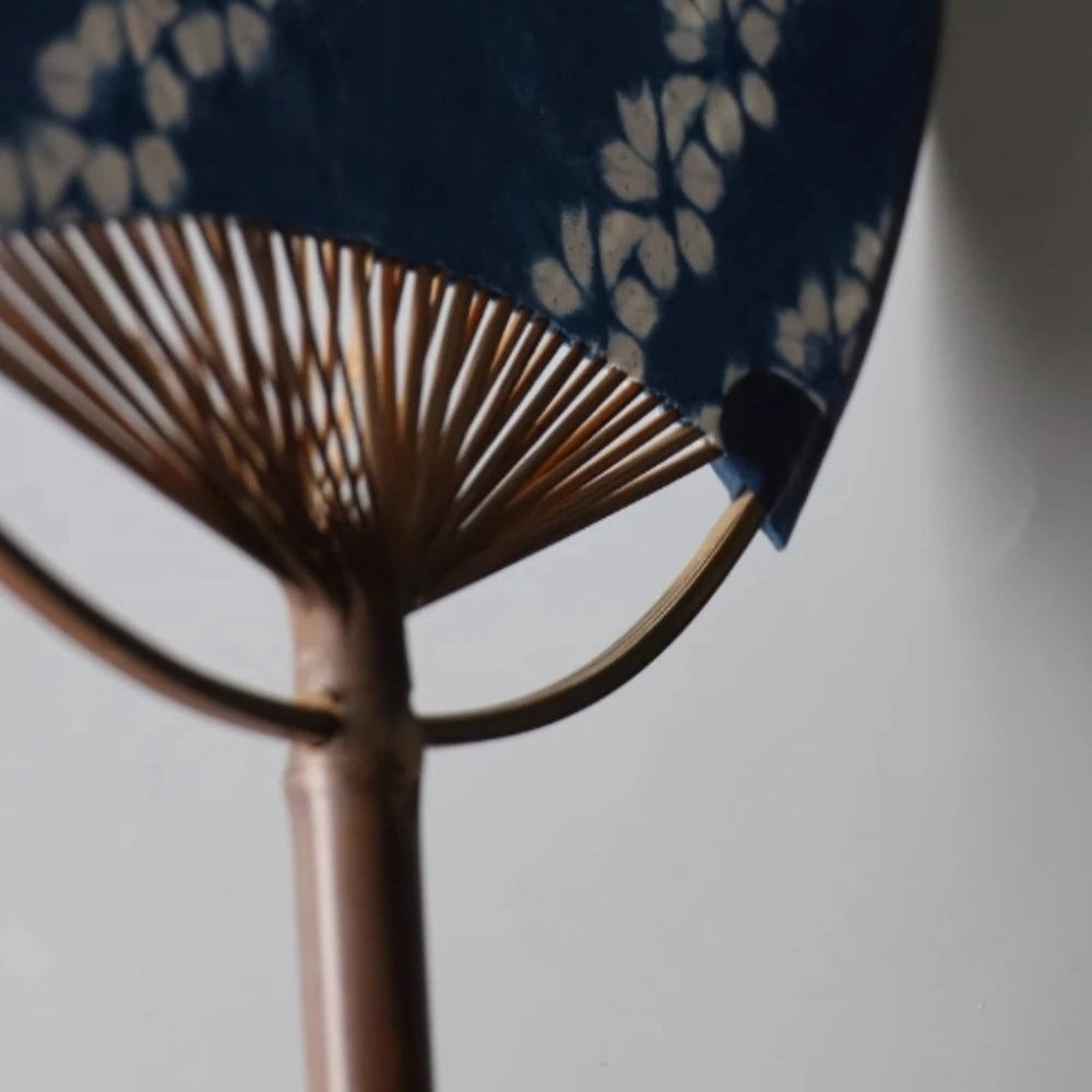 Hand Fan Handmade Tie Dye Cotton Bamboo Handle
