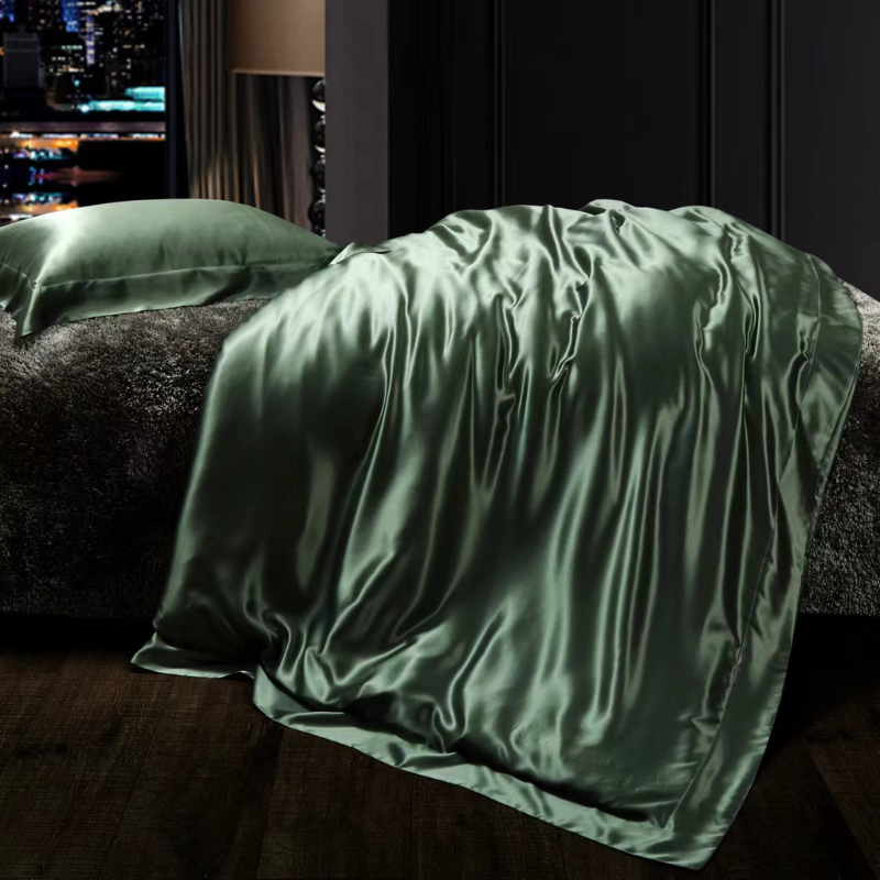 19 Momme 100% Mulberry Silk Olive Green Bedding Set