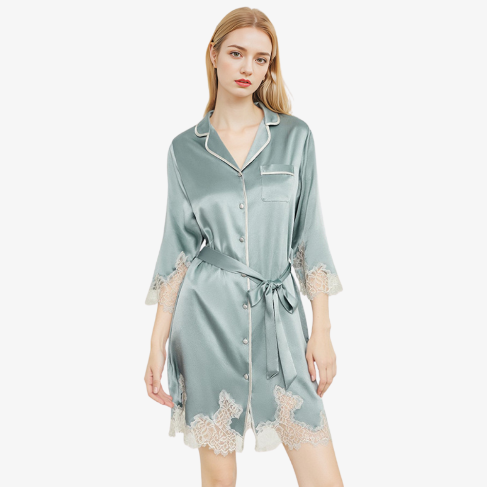 19 Momme 100% Mulberry Silk Sheer Lace Nightgown