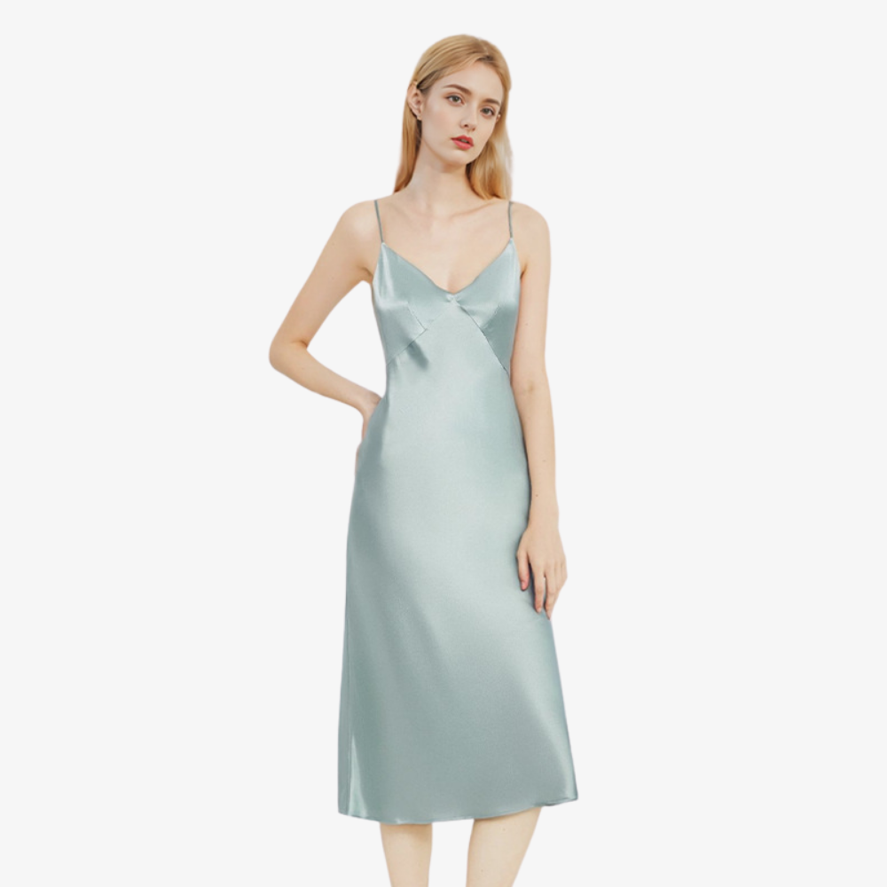 19 Momme 100% Mulberry Silk Mid-Length Camisole Nightgown