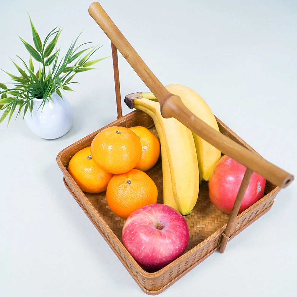 Handmade Bamboo Portable Square Storage Basket