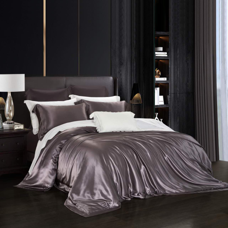 19 Momme 100% Mulberry Silk Dark Brown Bedding Set