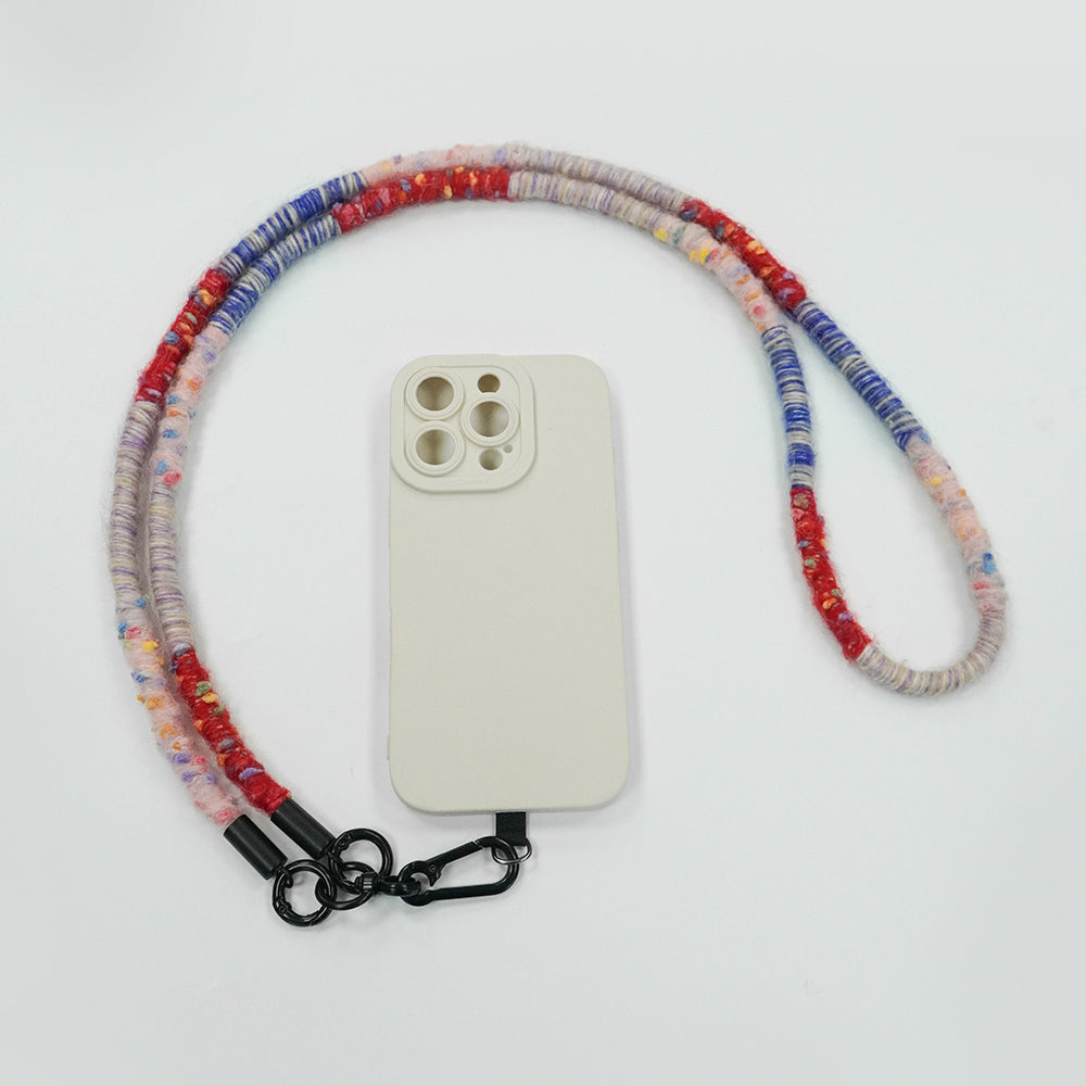 Handmade Red & Blue-Tone Long Phone Strap