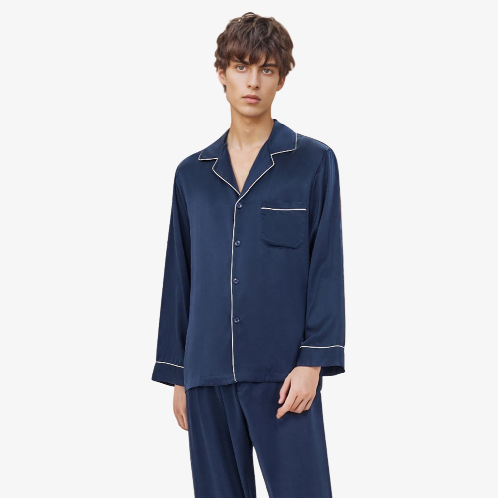19 Momme 100% Mulberry Silk Men’s Long-Sleeve Pajama Set