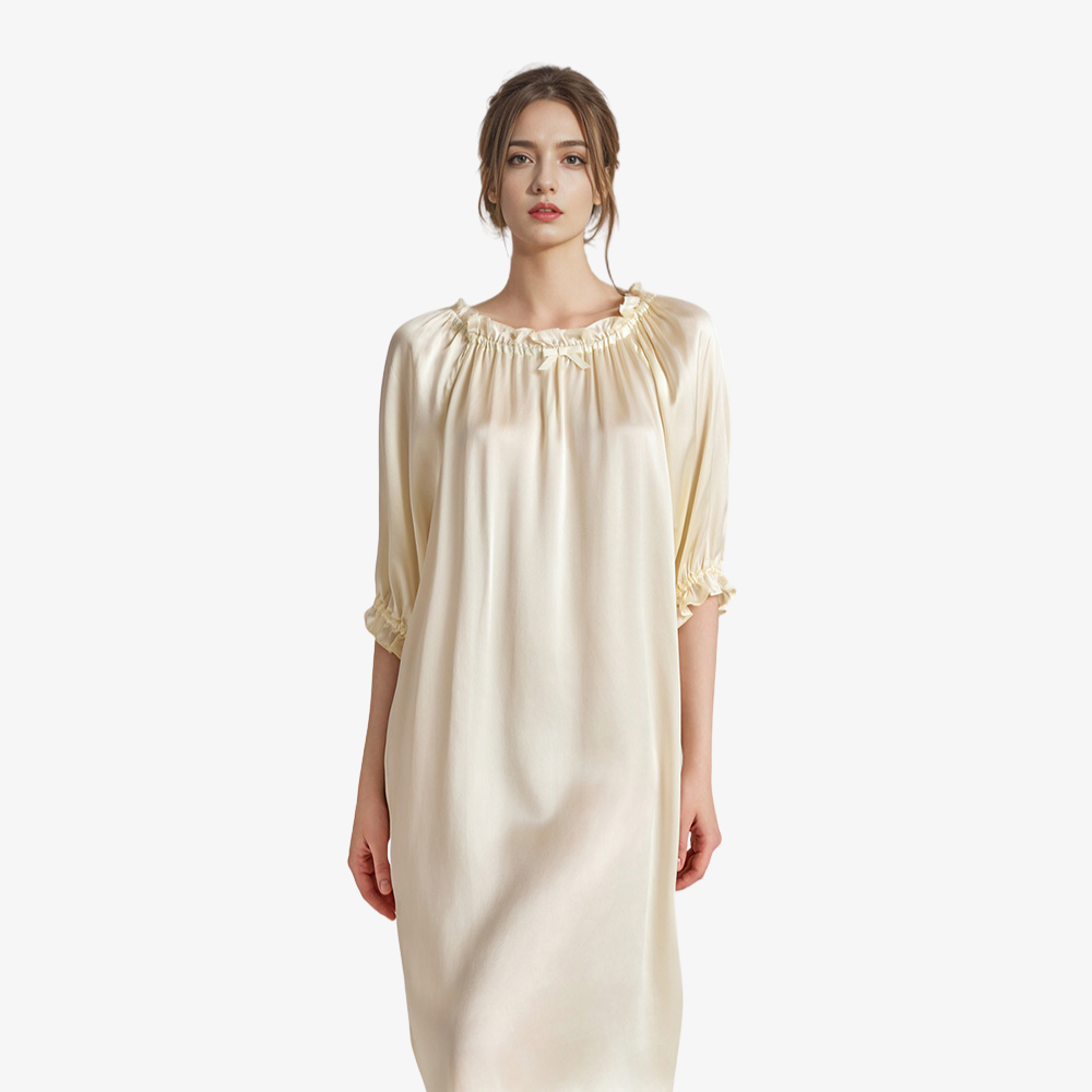 16 Momme 100% Mulberry Silk Loose-Fit Long Nightdress
