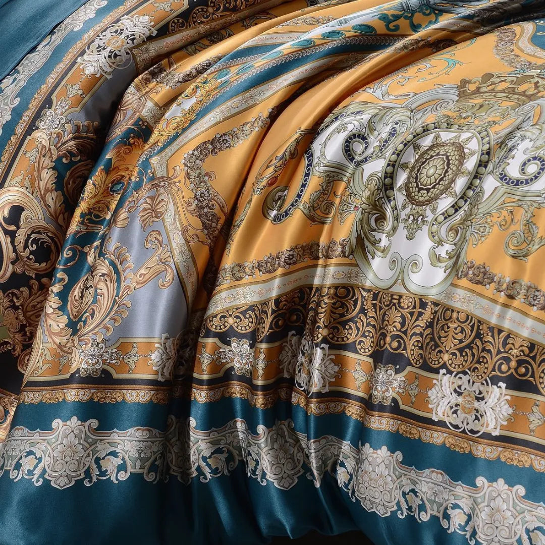 16 Momme 100% Mulberry Silk ‘Louvre Mystique’ Duvet Cover