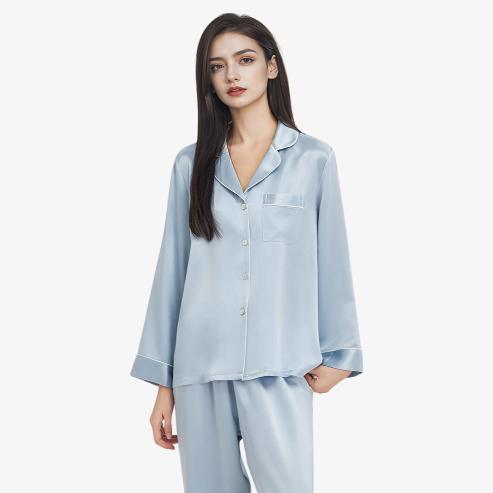 19 Momme 100% Mulberry Silk Long-Sleeve Pajama Set