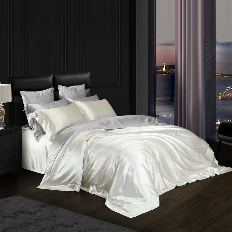 19 Momme 100% Mulberry Silk White Bedding Set