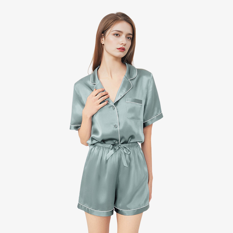 19 Momme 100% Mulberry Summer Silk Pajama Set (With Piping)