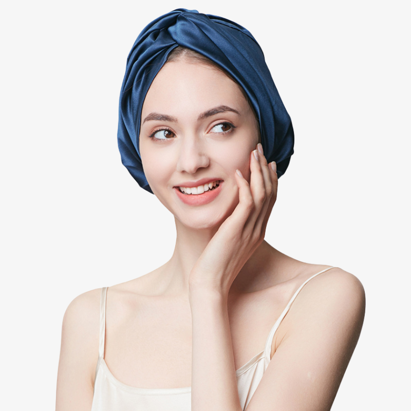 19 Momme 100% Mulberry Silk Sleep Cap – Double-Layer with Button Closure