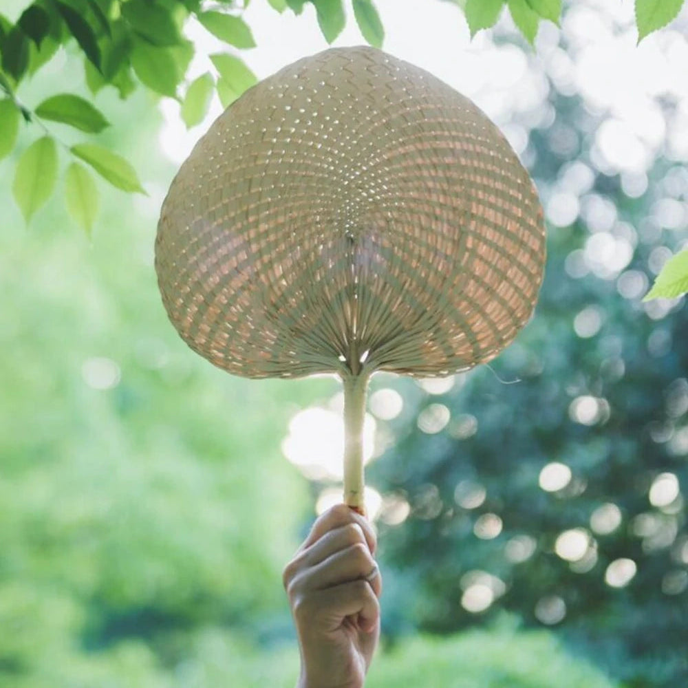 Natural Bamboo Raffia Hand Fans for Summer Cooling and Wedding Party Favors